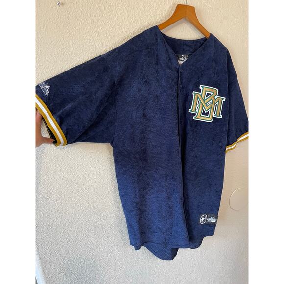 VTG Genuine Merchandise by Majestic Milwaukee Brewers Blue Button Up Jersey XL - Picture 13 of 13